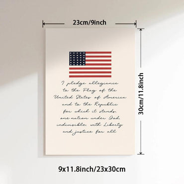 1pc 1pcs American Flag & Pledge of Allegiance canvas wall art, additional product view 5 with contemporary styling for office