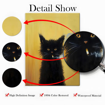 Smoking Cat Vintage Art Print