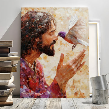 Smiling Jesus Canvas Wall Art - Joyful Laughing Christ Portrait - Heartwarming Christian Home Decor