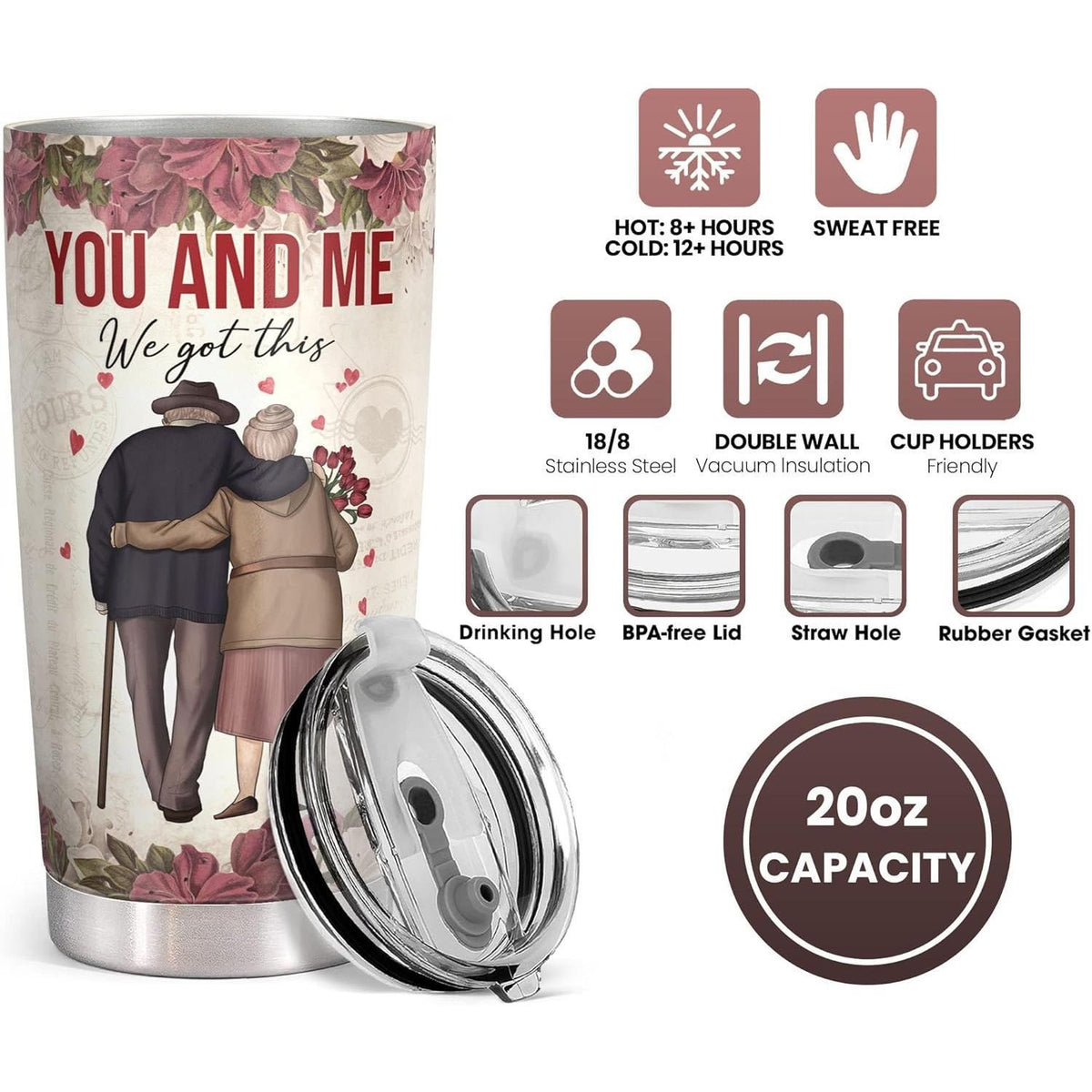 To My Wife Husband Romantic Anniversary 20oz Insulated Stainless Steel Tumbler