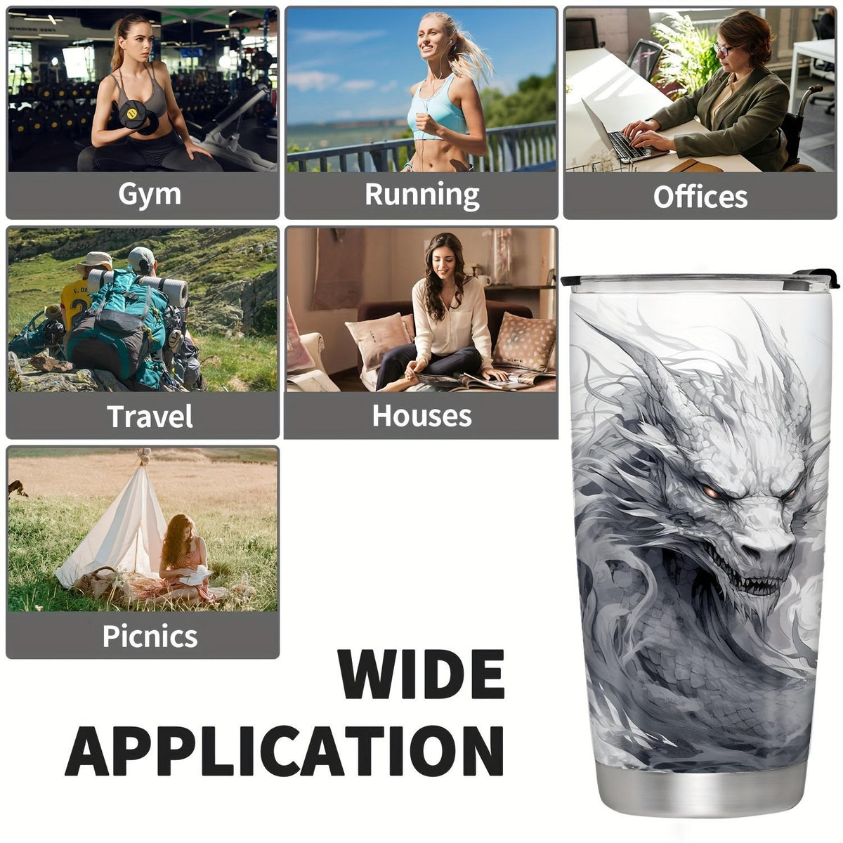 Fantasy Dragon 20oz Insulated Stainless Steel Tumbler - Gift for Fantasy Lover