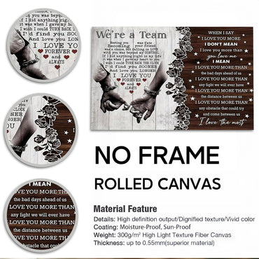 "We're a Team" Romantic Couple Canvas Wall Art - Anniversary Gift for Husband & Wife - Rustic Bedroom Decor (Ready to Hang)