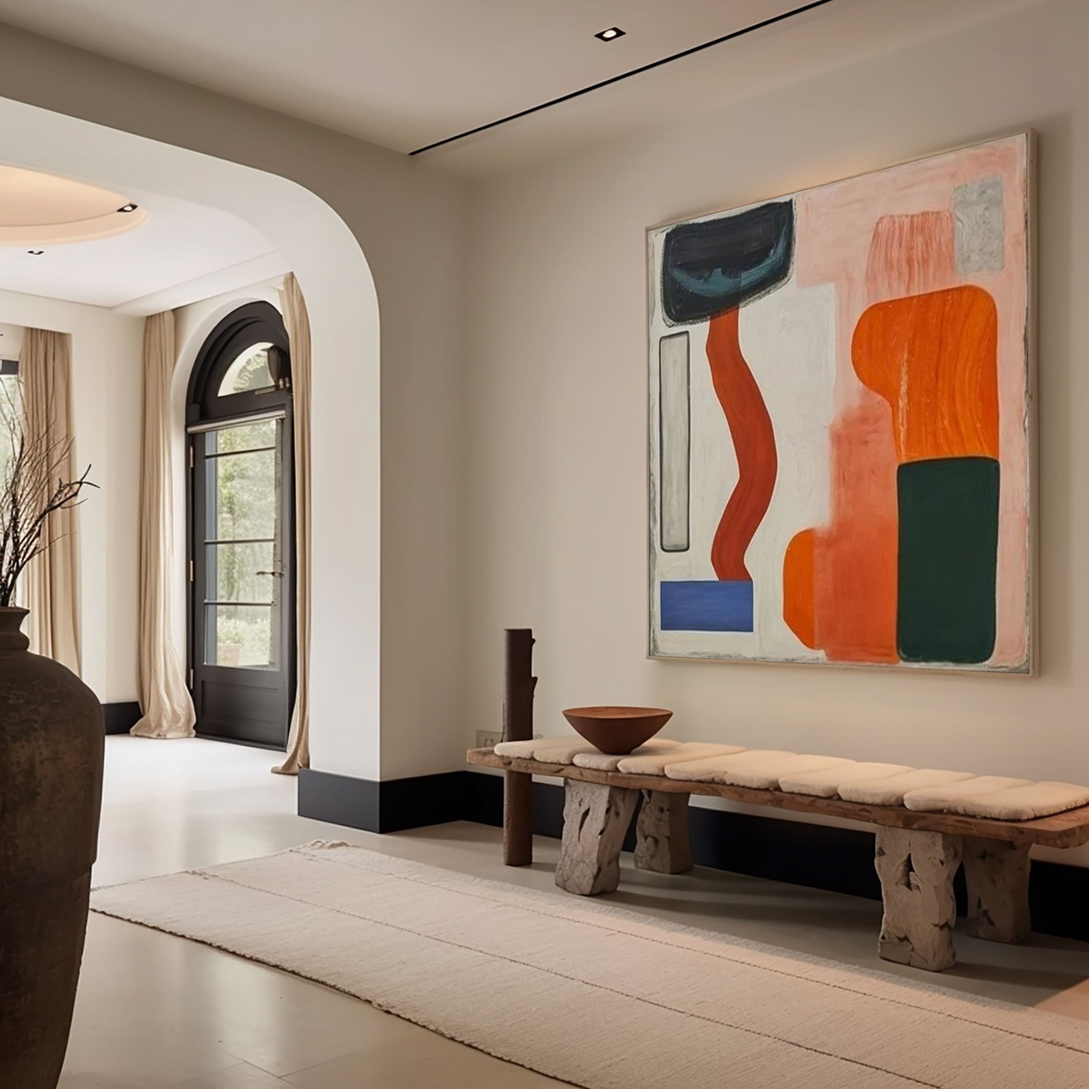 Mid - Century Modern Abstract Oil Painting JC0083 - Viral Wall Art