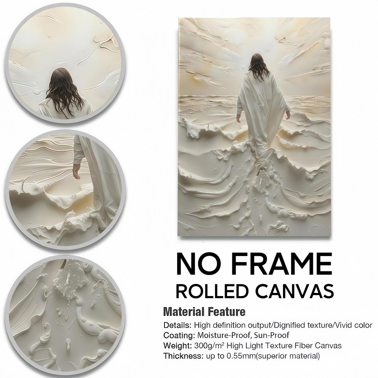 Modern Abstract Ocean Christian Wall Art - Blue Sea & Faith Canvas Print - Contemporary Bible Inspired Decor