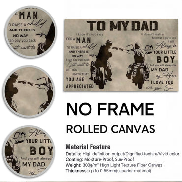 To My Dad From Son - Sentimental Canvas Wall Art with Touching Poem - Vintage Style Gift for Father's Day & Birthday (Ready to Hang)