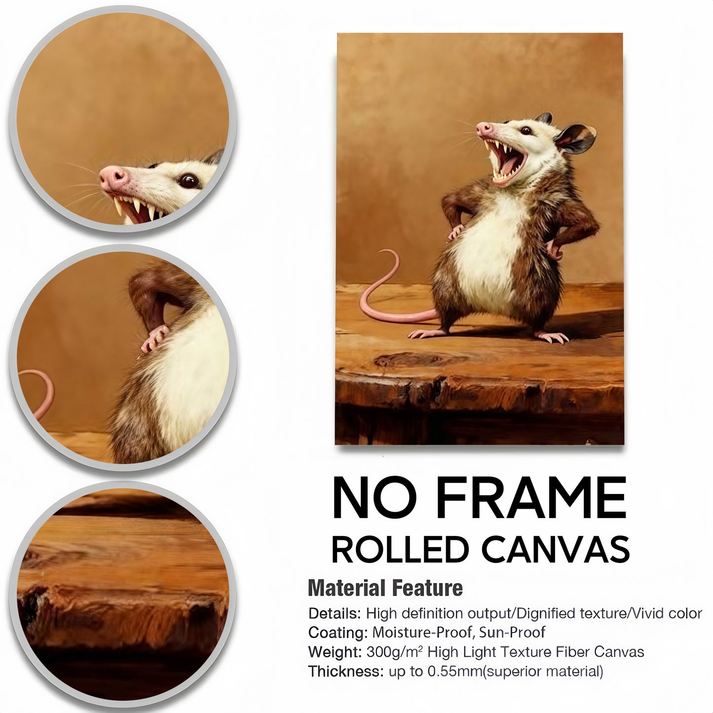 Funny Opossum Wall Art Collection - "Unhinged" Animal Memes & Canvas Prints - Chaotic Trash Cat Decor