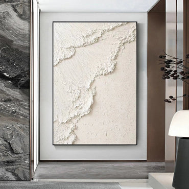 3D Heavy Texture White Minimalist Relief Oil Painting CZ0097 - Viral Wall Art