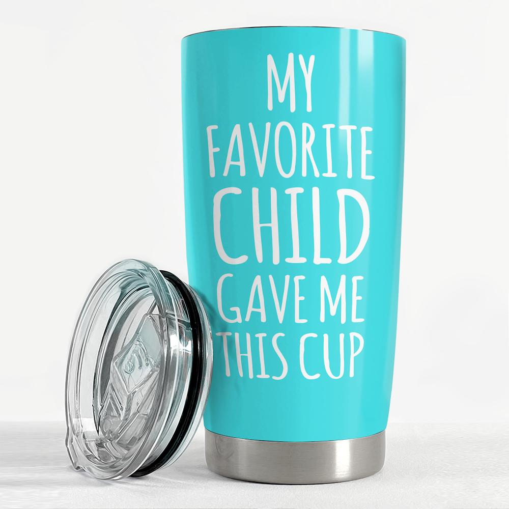 20oz Insulated Vacuum Flask Travel Tumbler - Leakproof Lid, Mom Gift for Mother's Day - Ideal for Iced Tea, Coffee - From Favorite Child for Birthday Gifting, Flasks, Portable