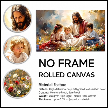 Classy Glamorous Religious Watercolor Jesus With Children Canvas Wall Art – Christian & Faith Decor
