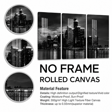 Modern Detroit City Skyline 3-Piece Canvas Wall Art – Trendy Wall Art Decor