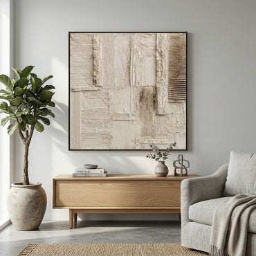 3D Heavy Texture Neutral Abstract Relief Painting EC0101 - Viral Wall Art