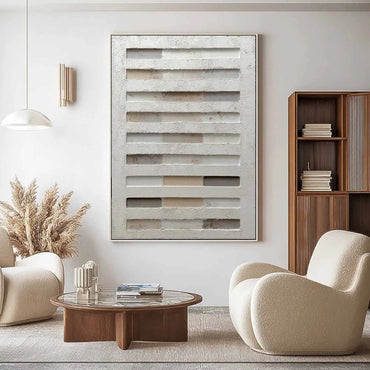 3D Heavy Texture Neutral Abstract Relief Painting EC0103 - Viral Wall Art