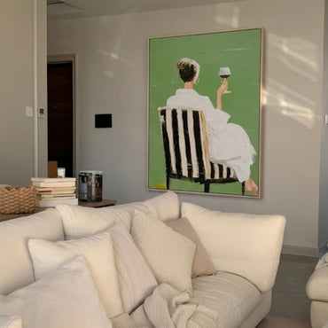 Sage Green & White Fashion Portrait Painting KS0162 - Viral Wall Art
