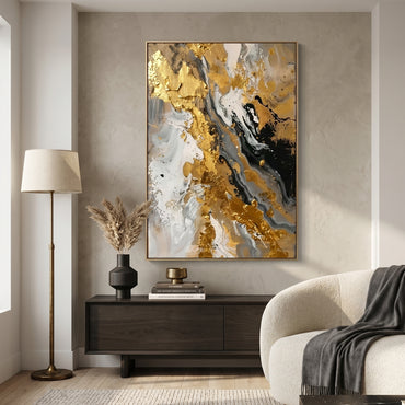3D Heavy Texture Gold Leaf Oil Painting SR0156 - Viral Wall Art
