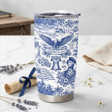 America 250 Semiquincentennial 20oz Insulated Travel Tumbler - 1776-2026 Patriotic Watercolour Stripes Solid Designers' Cup, 4th of July Gift, Car Cup Holder Friendly, Do Not Microwave (for Men/Women), 4Th Of July Independence Day