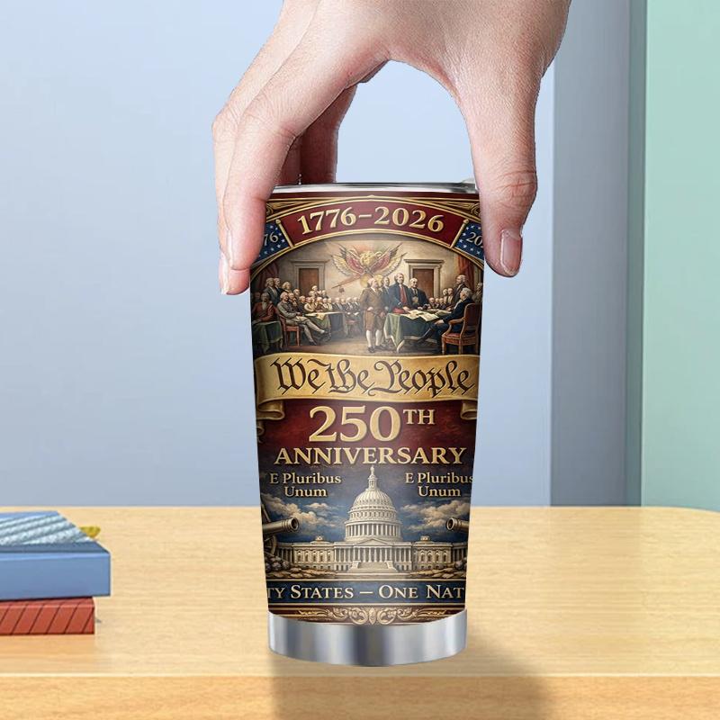 USA 250th Anniversary Commemorative Tumbler (1776-2026) - 20oz Aesthetic Stylish Patriotic Insulated Portable Coffee Flask with Lid, Ideal Gift for Patriots, Flasks