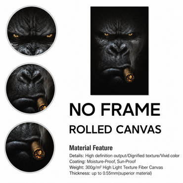 Smoking gorilla portrait with a cigar Canvas Wall Art – Trendy Wall Art Decor