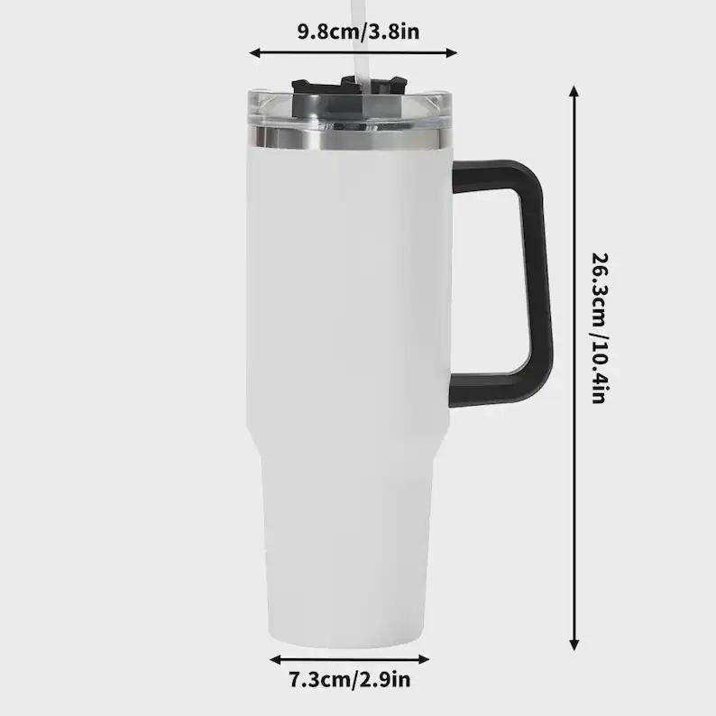 40oz Double-Wall Stainless Steel Insulated Reusable Flask - Aesthetic Dark Purple Lace Bat Gothic Halloween 2D Print Travel Coffee Cup with Handle, Straw, Lid, Women's Gift