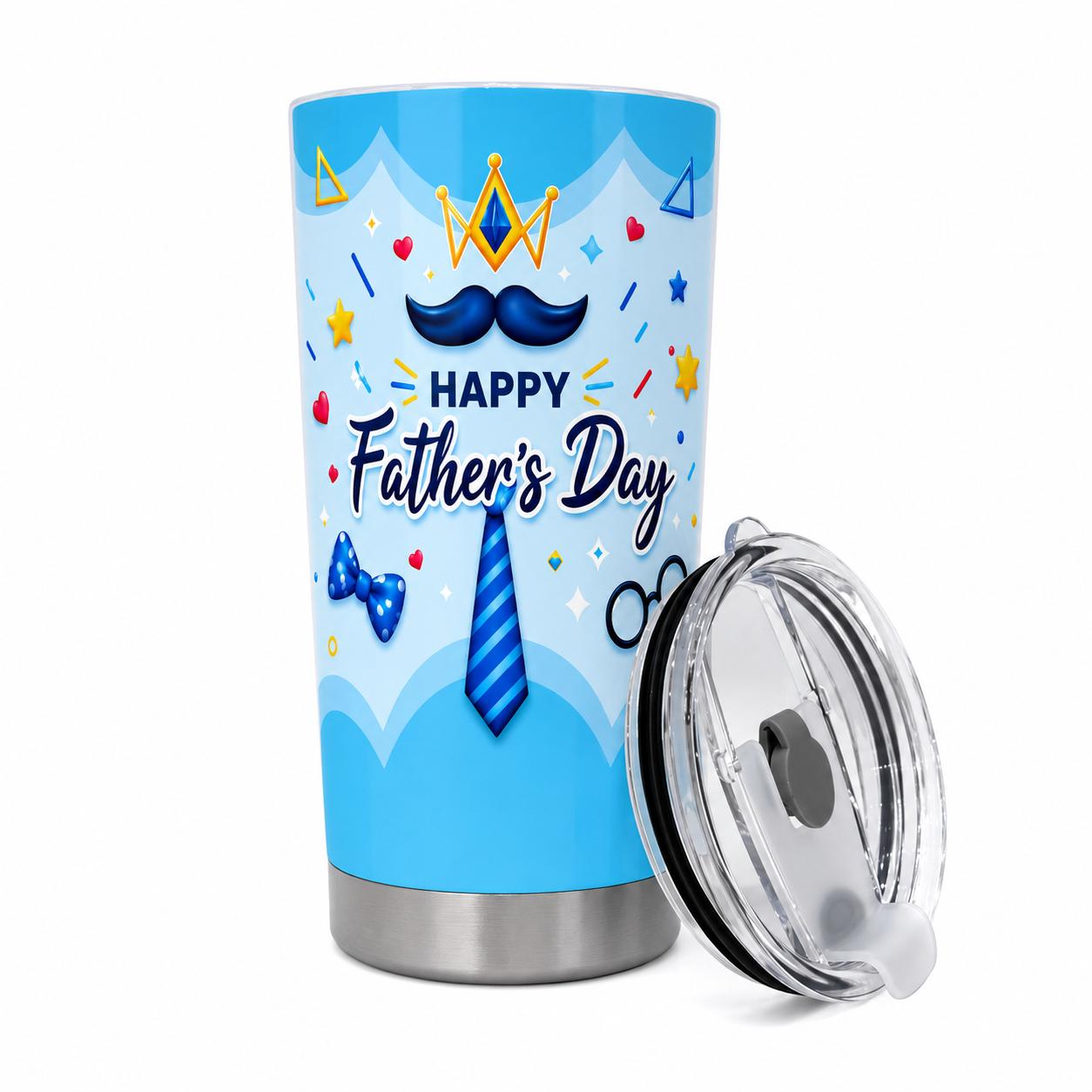 20oz Travel Cup with Lid for Road Trip and Commute, Happy Father's Day Coffee Tumbler, Insulated Stainless Steel Water Cup for Office Work and Daily Use, Car Cup Holder Friendly, Gift for Dad, Men