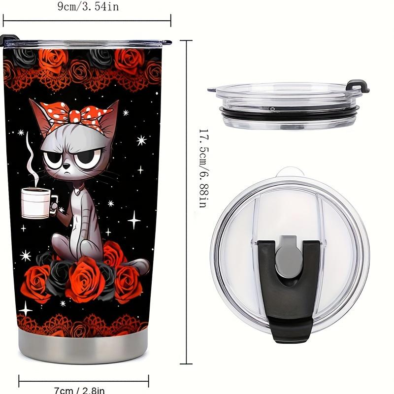 Funny Cat Lover Gift 20oz Stainless Steel Tumbler, Cranky Old Women Quote Travel Mug, Sarcastic Grandma Present, Vacuum Insulated Coffee Cup for Mom Wife, Novelty Birthday Gag Gift, Keep Drinks Hot Cold