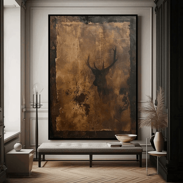 Abstract Wabi - Sabi Deer Head Oil Painting SR0044 - Viral Wall Art