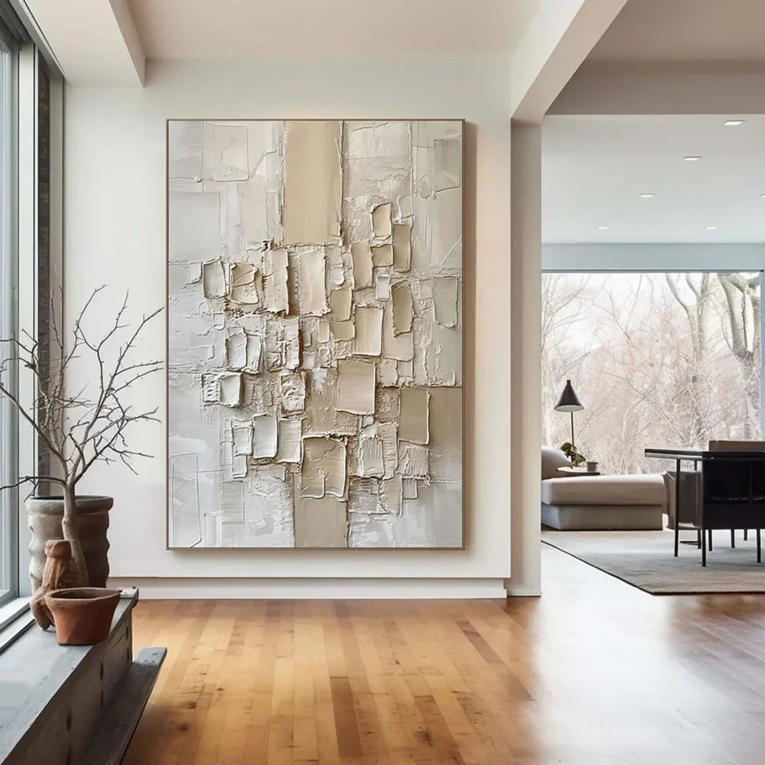Beige Abstract Textured Wall Art GS0073 - Viral Wall Art