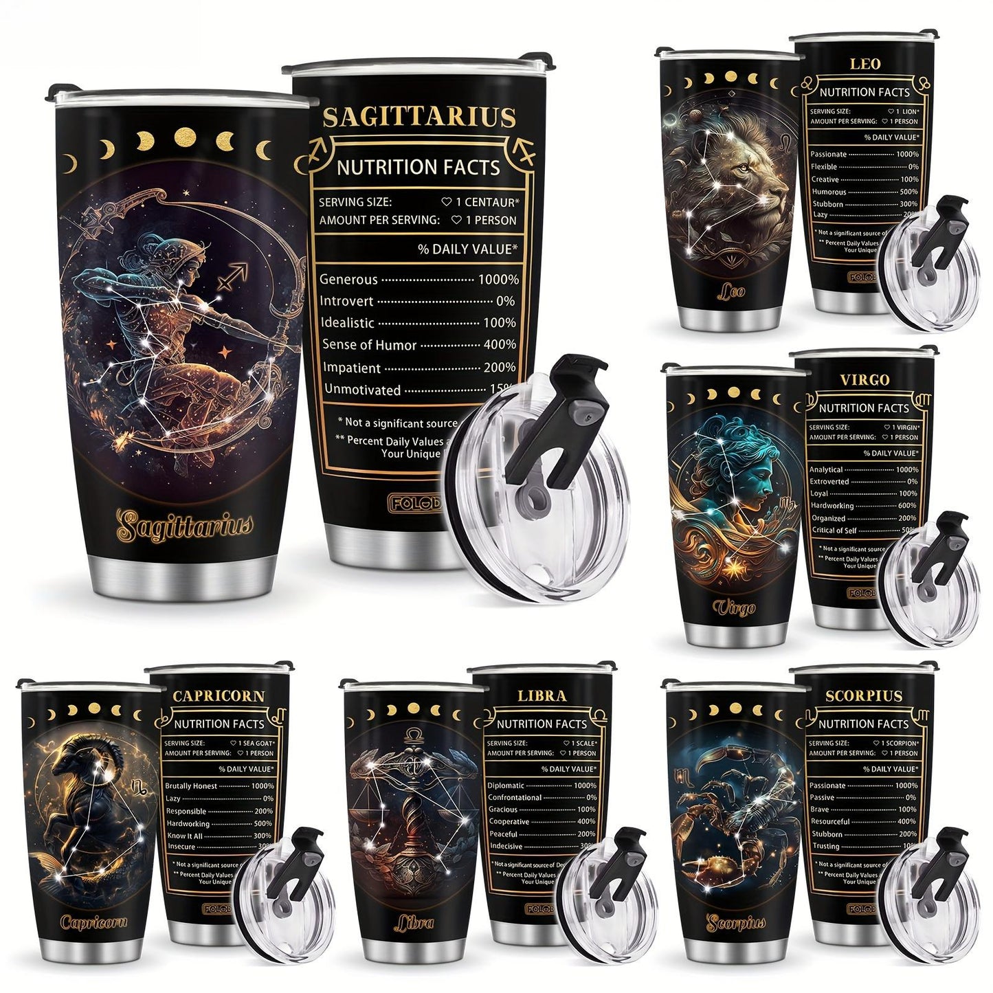 1pc Constellation Tumbler Gift, 20oz Goth Witchy Tumbler, Constellation Cup/Mug, Zodiac Gifts for Men Women, Astrology Fans Birthday Gifts Stainless Steel Coffee Cup, Constellation Gifts