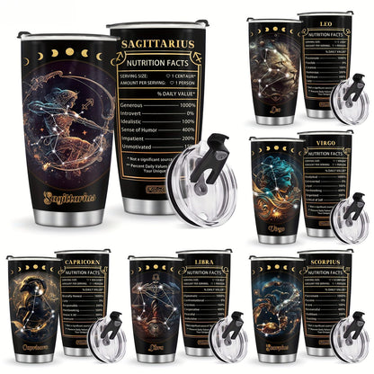 1pc Constellation Tumbler Gift, 20oz Goth Witchy Tumbler, Constellation Cup/Mug, Zodiac Gifts for Men Women, Astrology Fans Birthday Gifts Stainless Steel Coffee Cup, Constellation Gifts