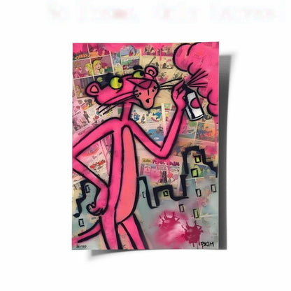 Modern Graffiti Art Pink Panther Canvas Wall Art – Trendy Wall Art Decor