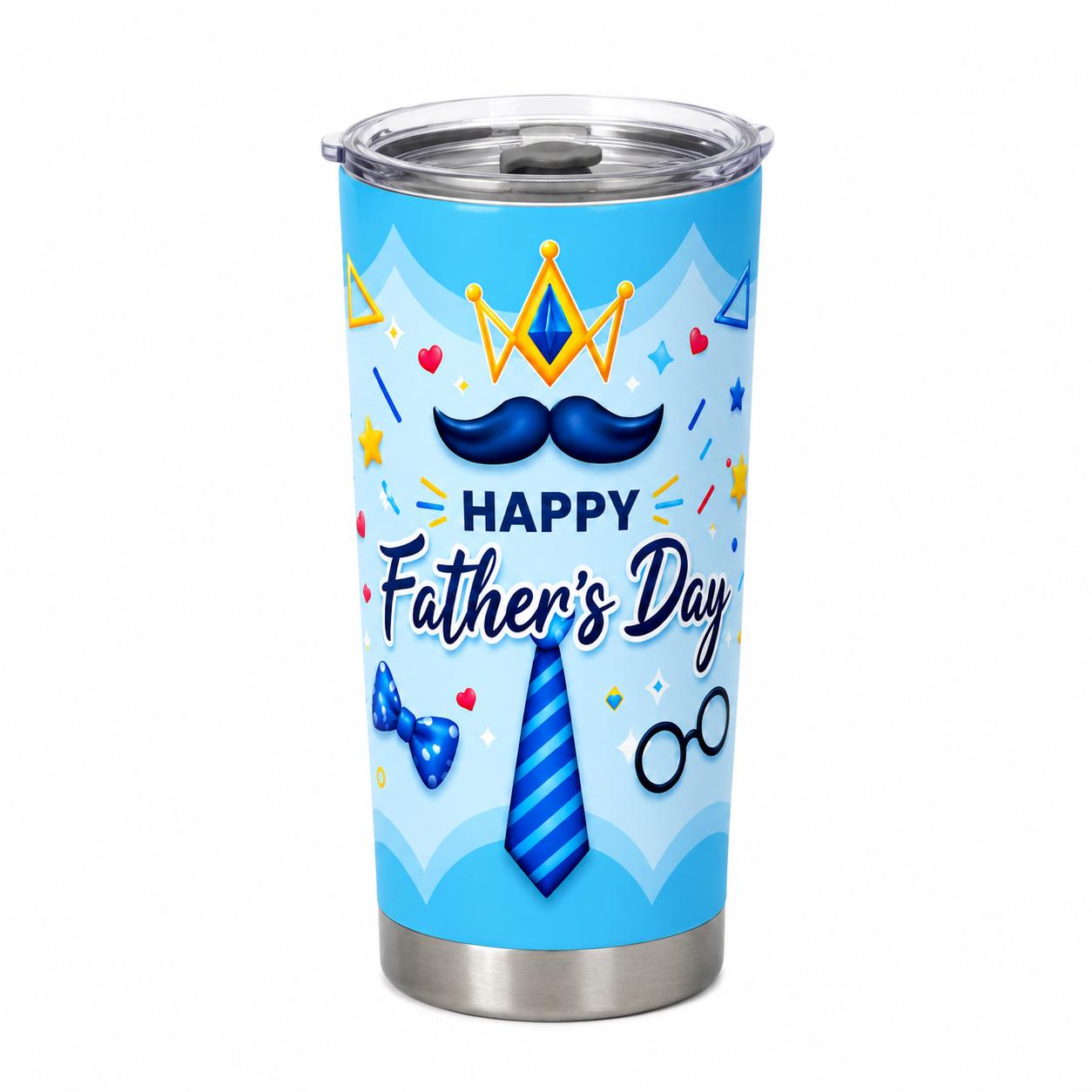 20oz Travel Cup with Lid for Road Trip and Commute, Happy Father's Day Coffee Tumbler, Insulated Stainless Steel Water Cup for Office Work and Daily Use, Car Cup Holder Friendly, Gift for Dad, Men