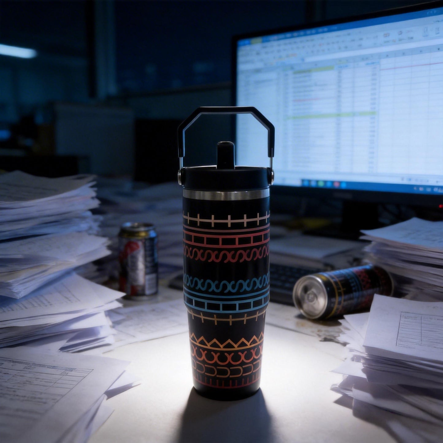 30oz Aesthetic Geometric "If You Know You Know" Hidden Message Tumbler - 304 Stainless Steel, Insulation, Portable, Wide Mouth, Top Handle, Cup Holder Friendly Office Coworker Gag Gift Mug for Coffee, Printed