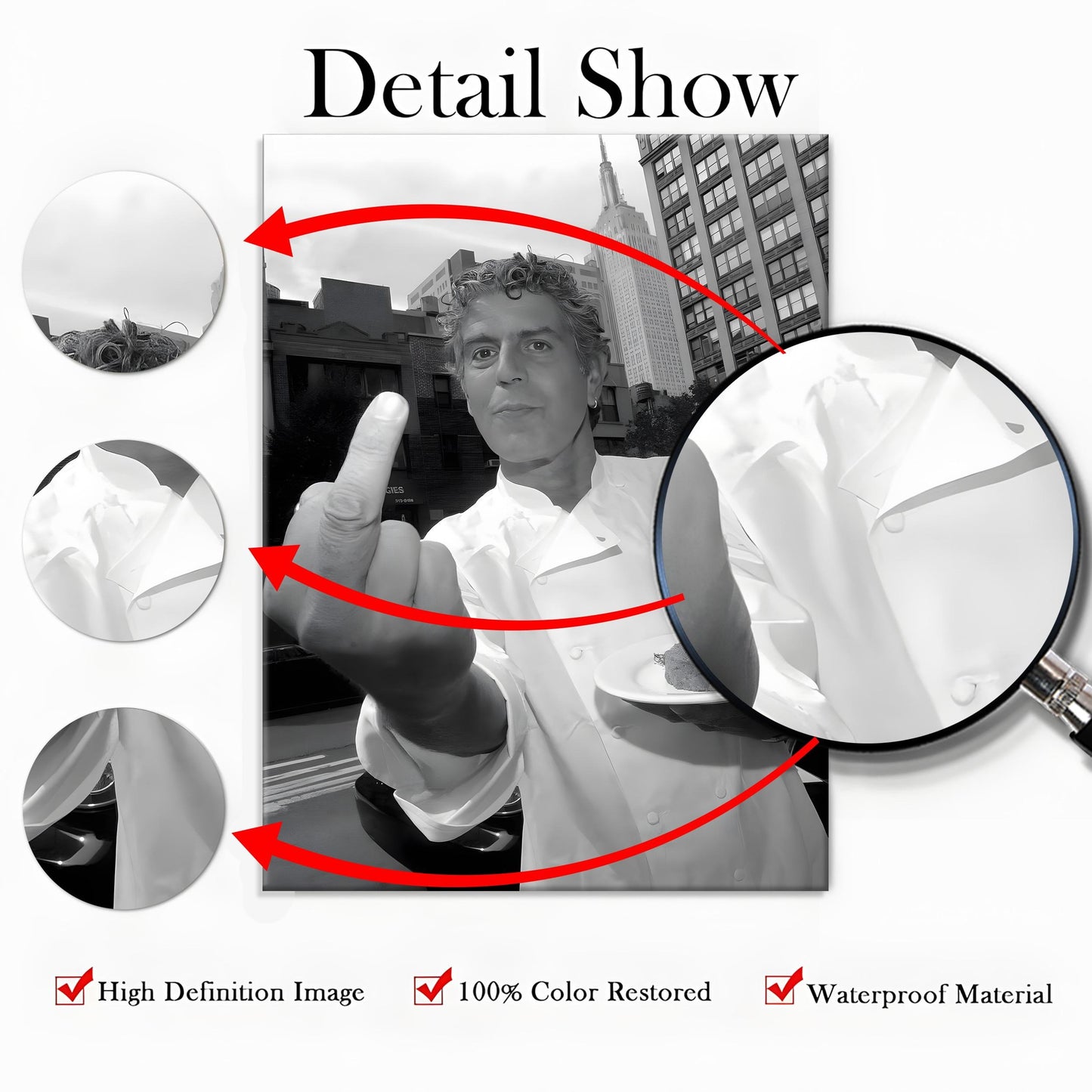 Anthony Bourdain Black & White Poster