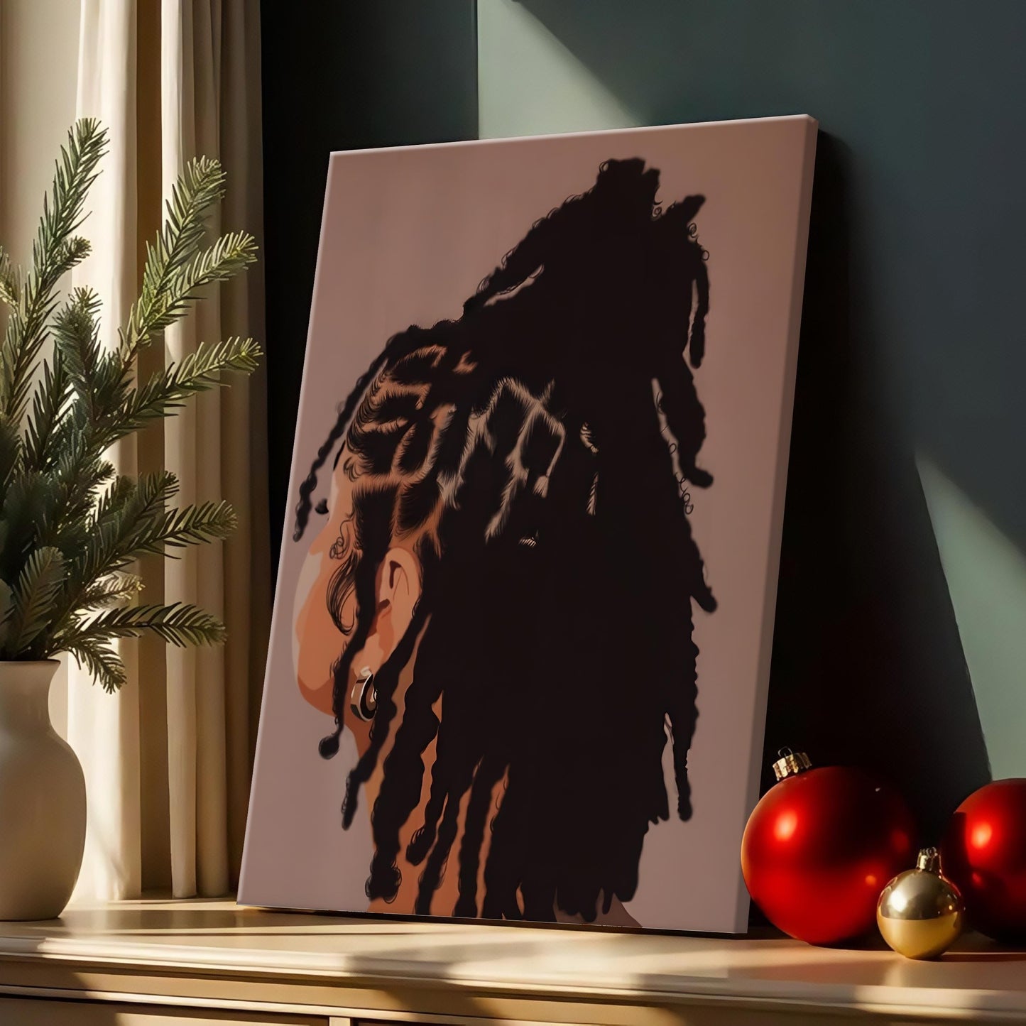 Black Woman Natural Hair Canvas Art