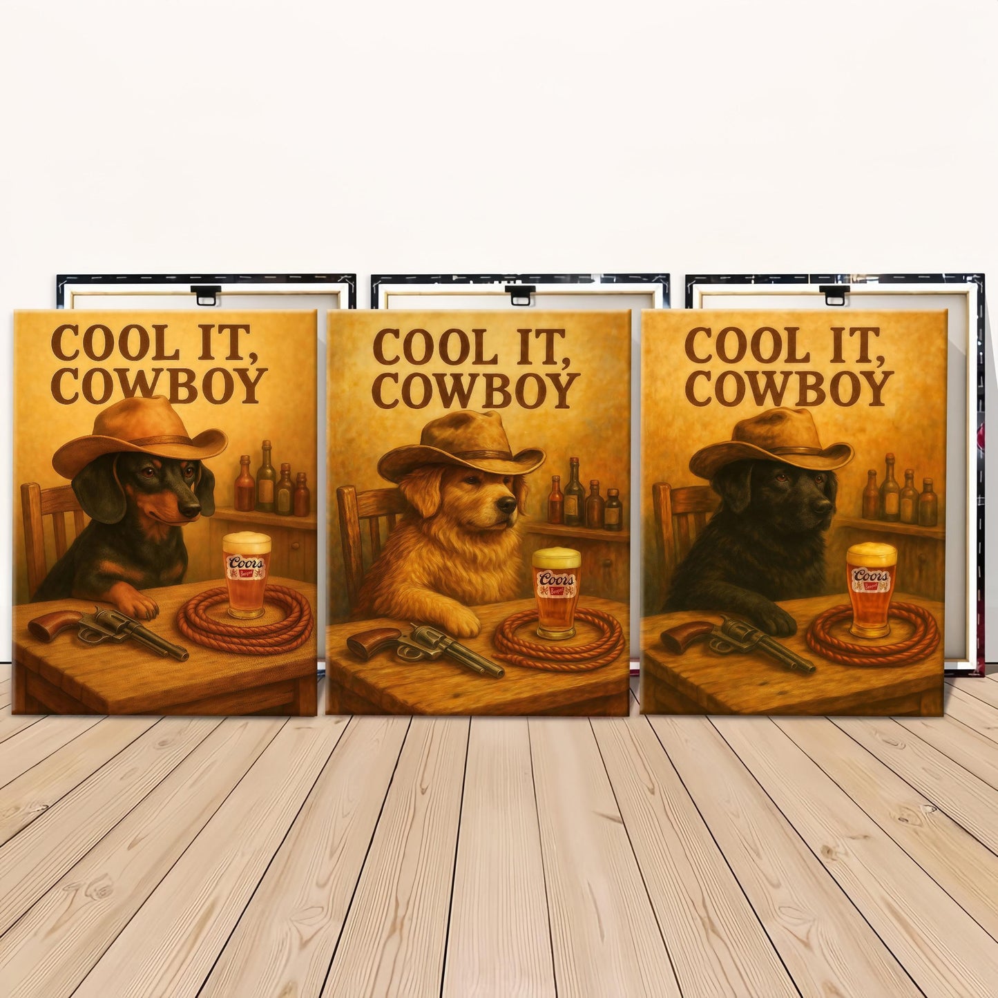 Cowboy Dogs Wall Art Set