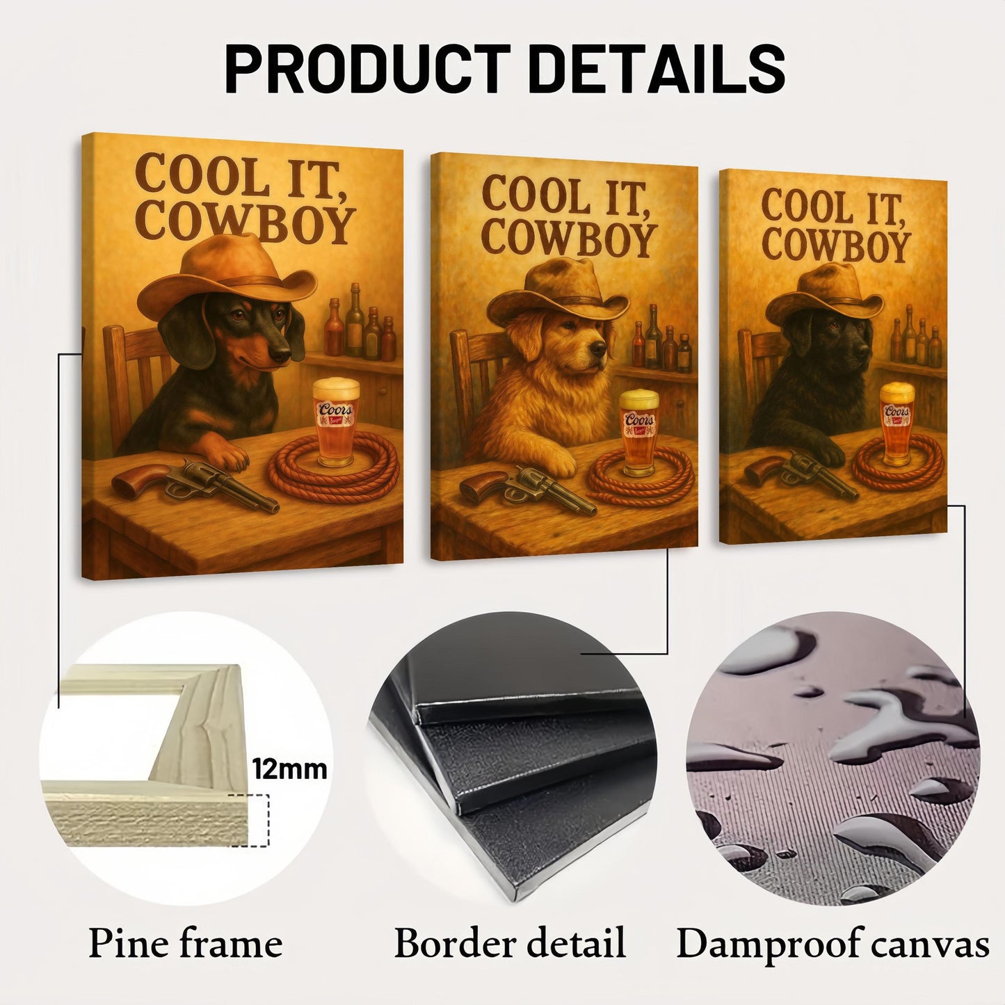 Cowboy Dogs Wall Art Set