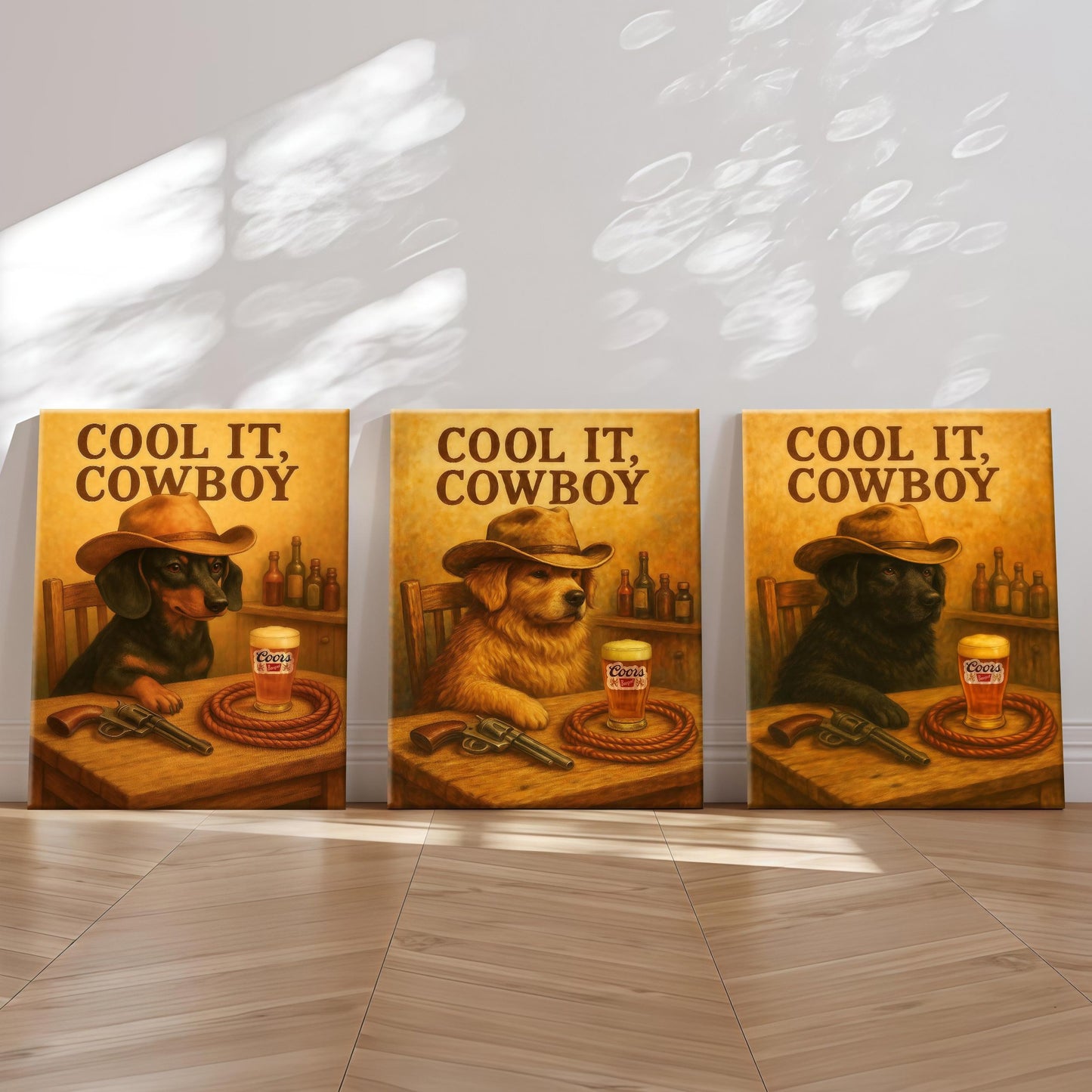 Cowboy Dogs Wall Art Set