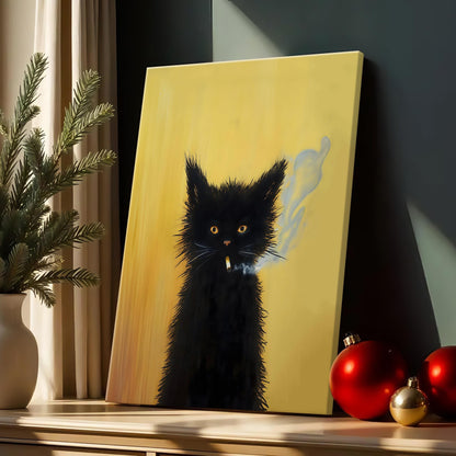 Smoking Cat Vintage Art Print