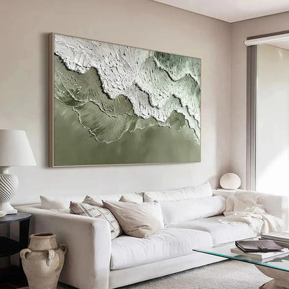 Sage Green & White Impasto Wall Art CZ0066 - Viral Wall Art