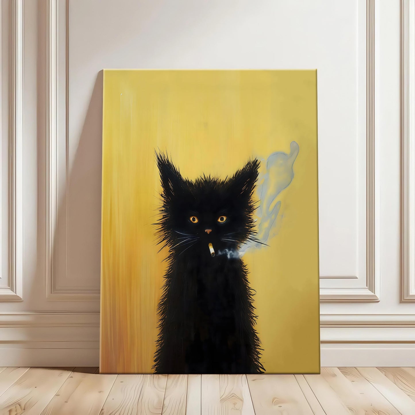 Smoking Cat Vintage Art Print