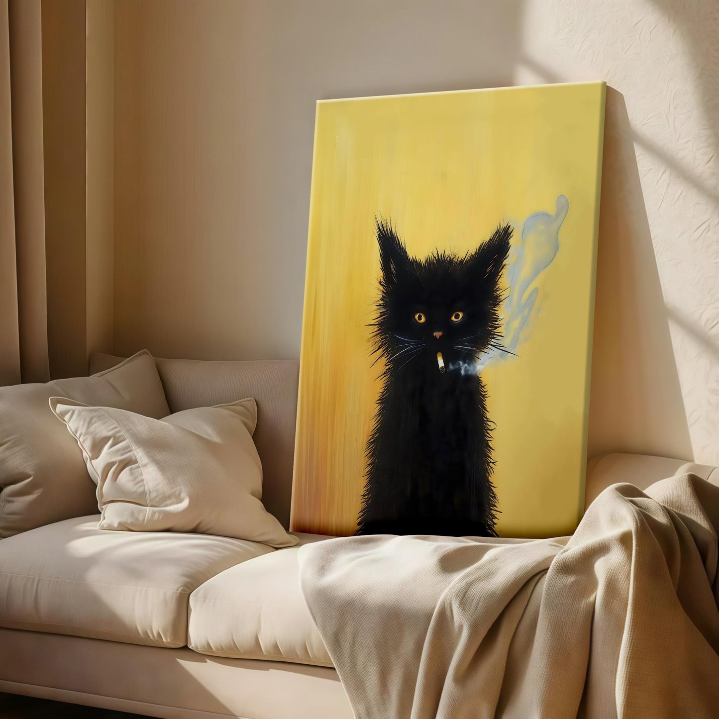 Smoking Cat Vintage Art Print