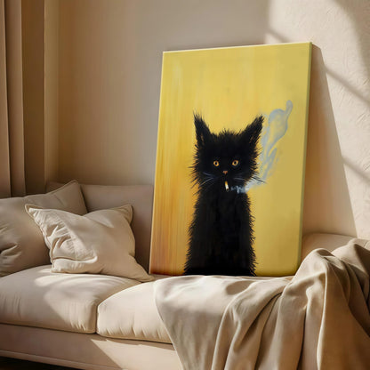 Smoking Cat Vintage Art Print