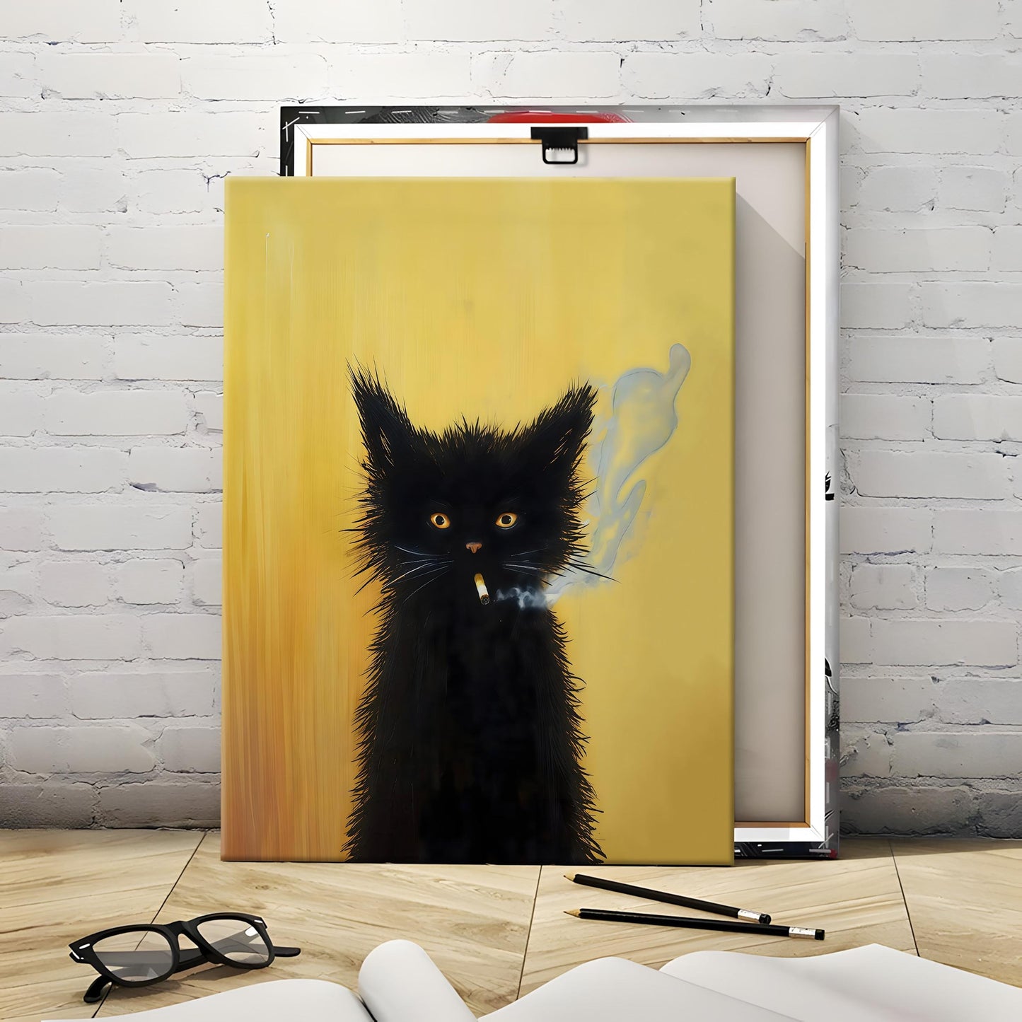 Smoking Cat Vintage Art Print
