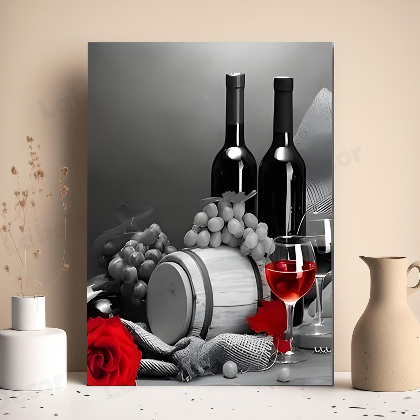 Wine Rose Wall Art Set