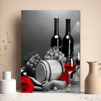 Wine Rose Wall Art Set