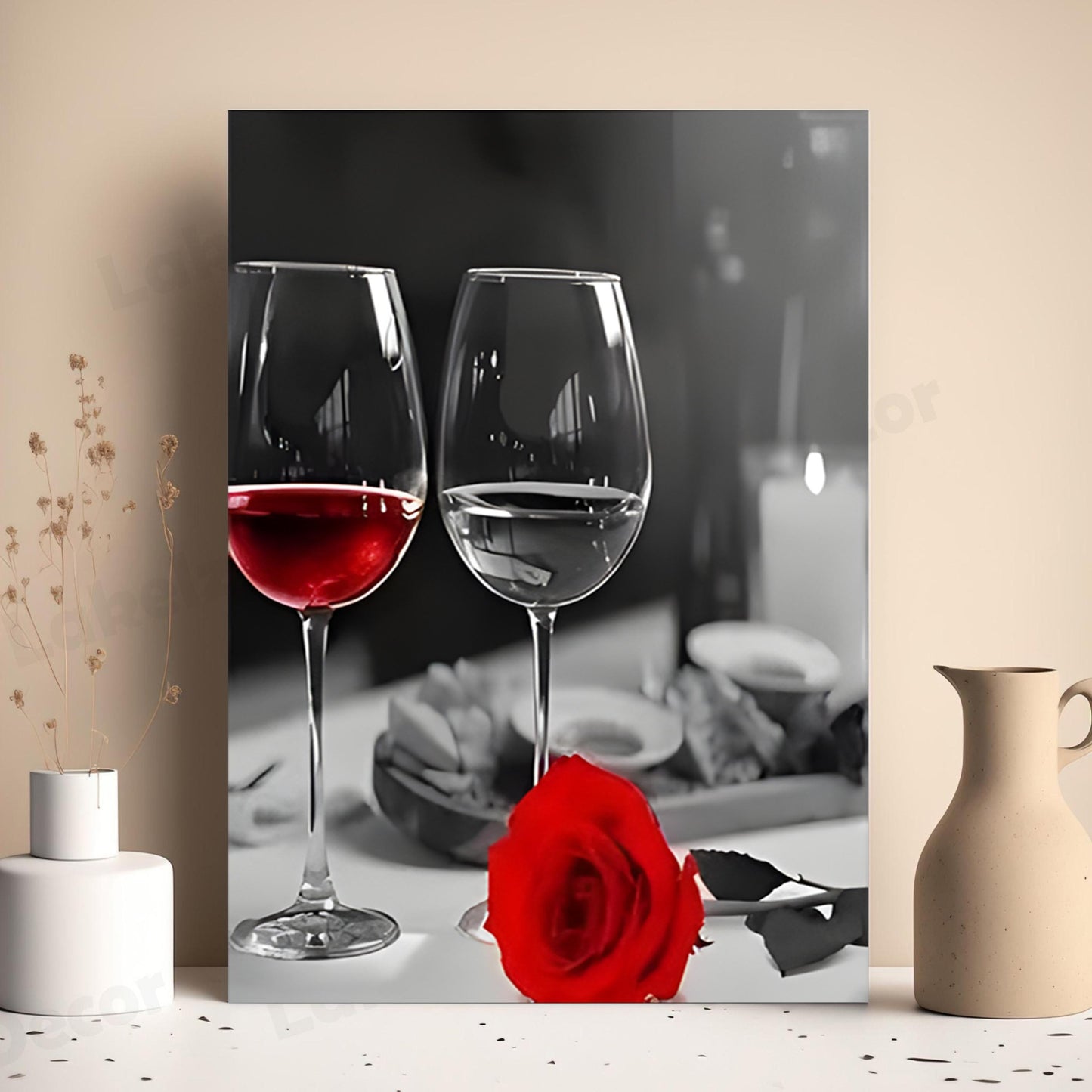 Wine Rose Wall Art Set