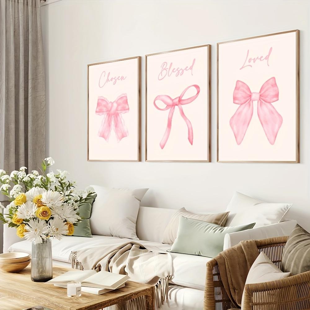 Pink Bow Motivational Wall Art Set