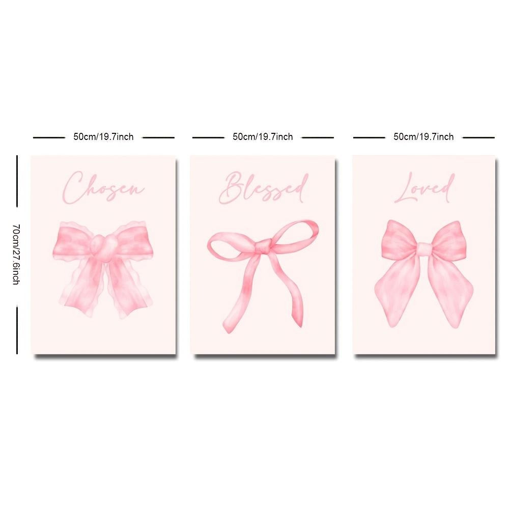 Pink Bow Motivational Wall Art Set
