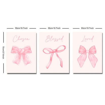 Pink Bow Motivational Wall Art Set