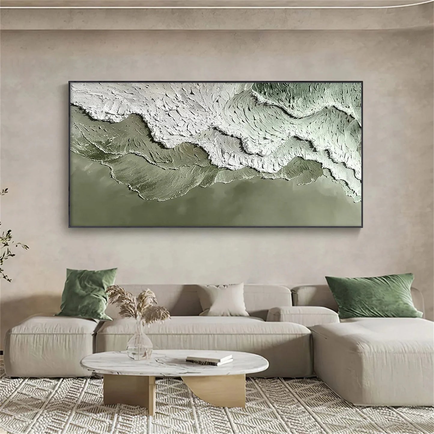 Sage Green & White Impasto Wall Art CZ0066 - Viral Wall Art