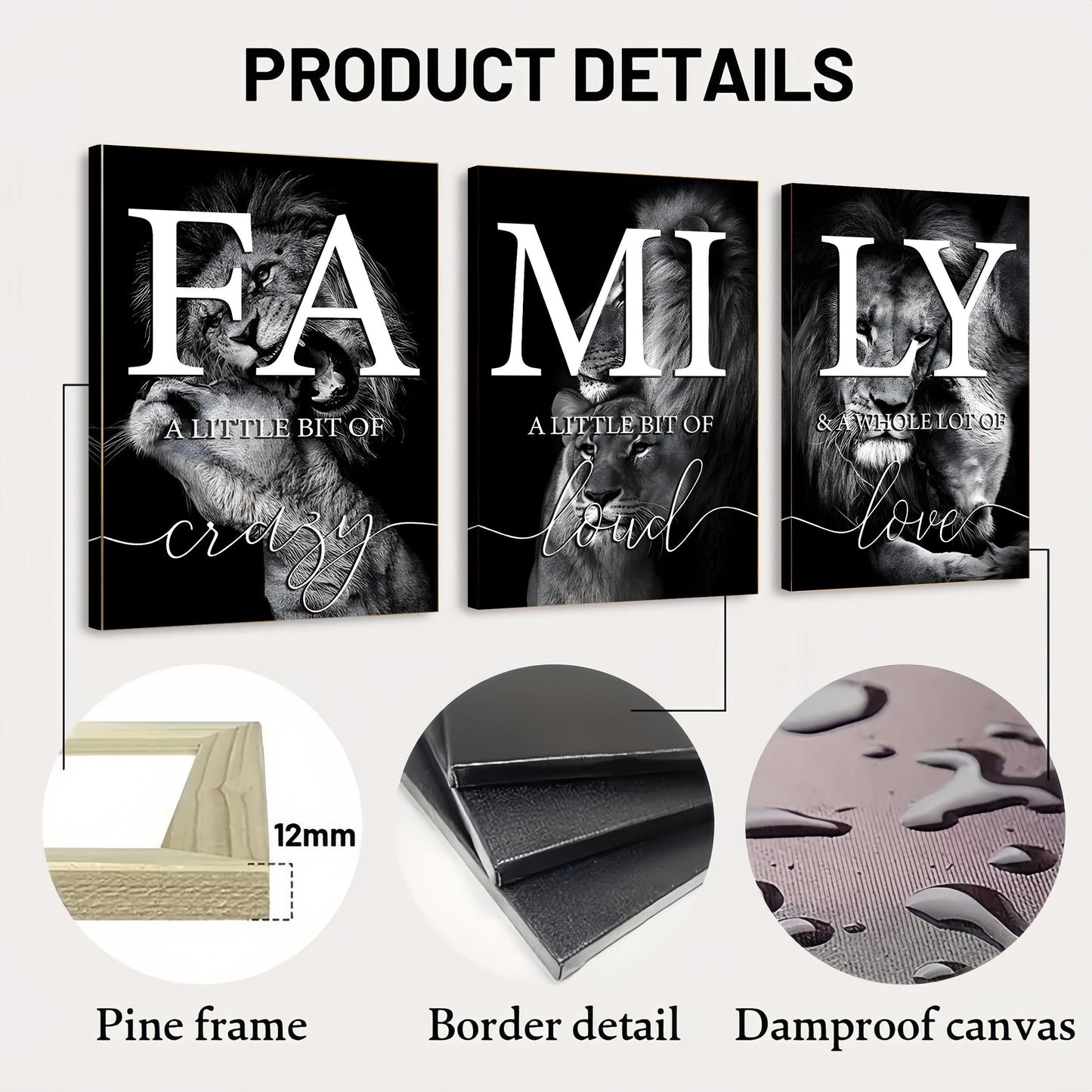 Lion Family Canvas Poster Set